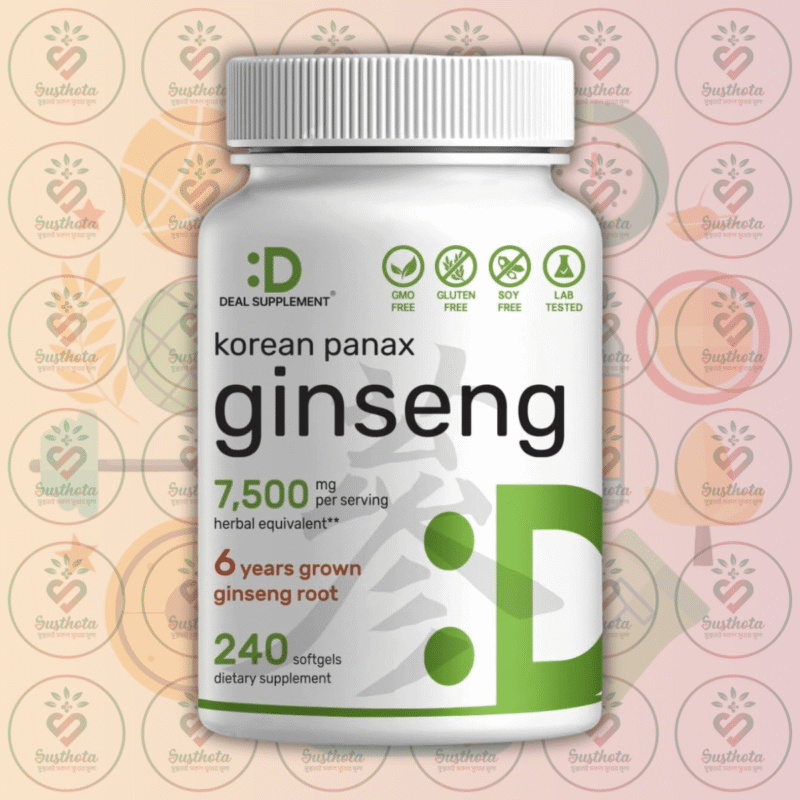 Deal Supplement Korean Red Panax Ginseng Root Extract - 7,500Mg - 240 Softgels In Bangladesh Image 01