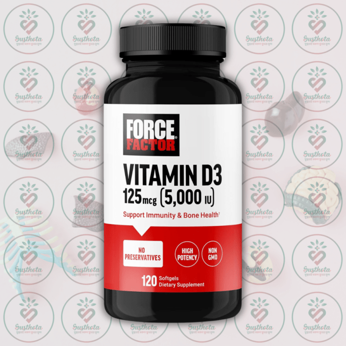 Force Factor Vitamin D3 – 125 Mcg – 5000 Iu – 120 Softgels In Bangladesh Image 01