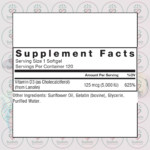Force Factor Vitamin D3 – 125 mcg – 5000 IU – 120 Softgels in Bangladesh Supplement Facts
