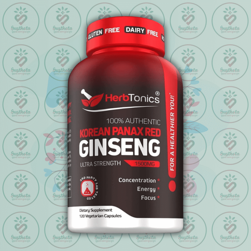 Herbtonics Korean Red Panax Ginseng – 1500Mg – 120 Vegetarian Capsules In Bangladesh Image 01