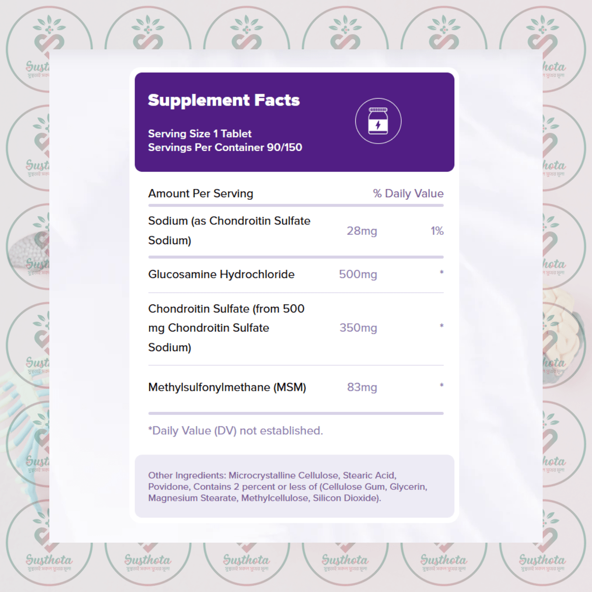 Natrol Glucosamine, Chondroitin &Amp; Msm – 500Mg – 150 Tablets In Bangladesh Supplement Facts Natrol Glucosamine, Chondroitin &Amp; Msm – 500Mg – 150 Tablets In Bangladesh Supplement Facts