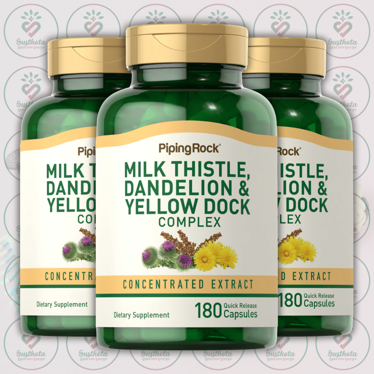 Piping Rock Milk Thistle, Dandelion &Amp; Yellow Dock Complex - 180 Quick Release Capsules In Bangladesh Image 02 Piping Rock Milk Thistle, Dandelion &Amp; Yellow Dock Complex - 180 Quick Release Capsules In Bangladesh Image 02
