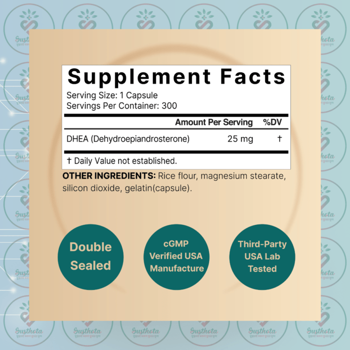 Naturebell Dhea 25Mg - 300 Capsules In Bangladesh Supplement Facts