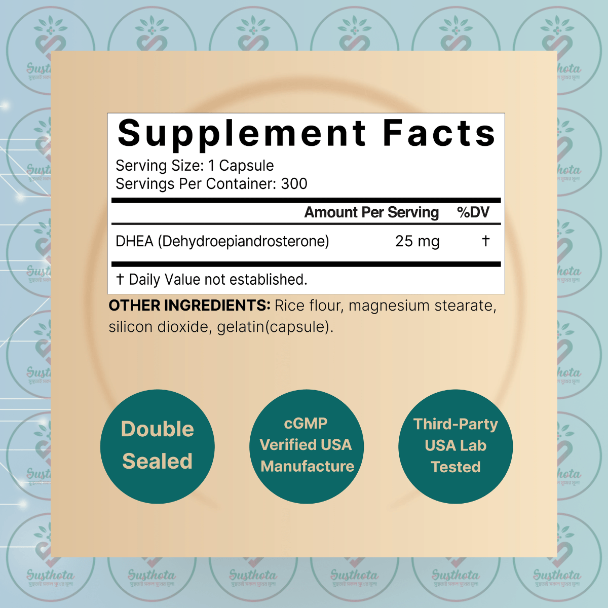 Naturebell Dhea 25Mg - 300 Capsules In Bangladesh Supplement Facts Naturebell Dhea 25Mg - 300 Capsules In Bangladesh Supplement Facts