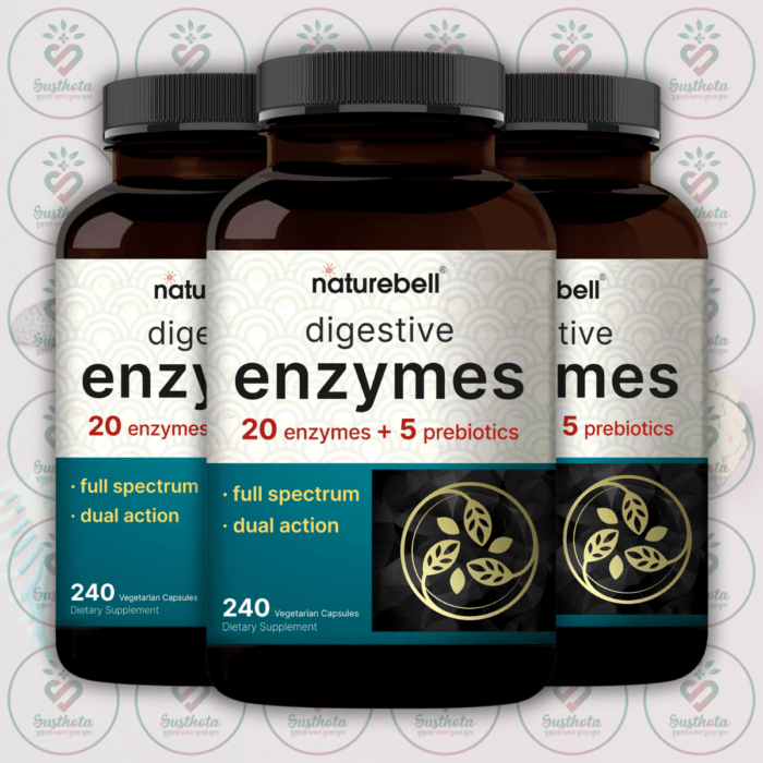 Naturebell Digestive Enzymes - 400Mg - 240 Vegetarian Capsules In Bangladesh Image 02