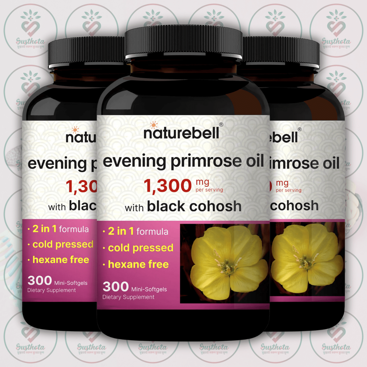NatureBell Evening Primrose Oil - 1300mg - 300 Mini Softgels in Bangladesh Image 02