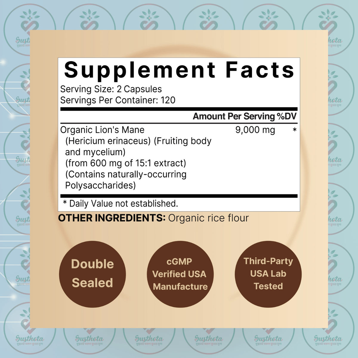 Naturebell Lions Mane - 9,000Mg - 240 Capsules In Bangladesh Supplement Facts Naturebell Lions Mane - 9,000Mg - 240 Capsules In Bangladesh Supplement Facts