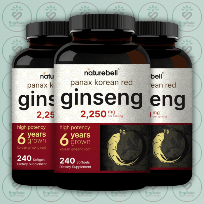 Naturebell Panax Korean Red Ginseng - 2250Mg - 240 Softgels In Bangladesh Image 02