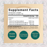 NatureBell Vitamin K Complex - 2,600mcg - 300 Coconut Oil Softgels in Bangladesh Supplement Facts