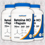 Nutricost Betaine HCl + Pepsin - 790mg - 240 Capsules in Bangladesh Image 02