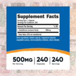 Nutricost Glutathione - 500mg - 240 Capsules in Bangladesh Supplement Facts