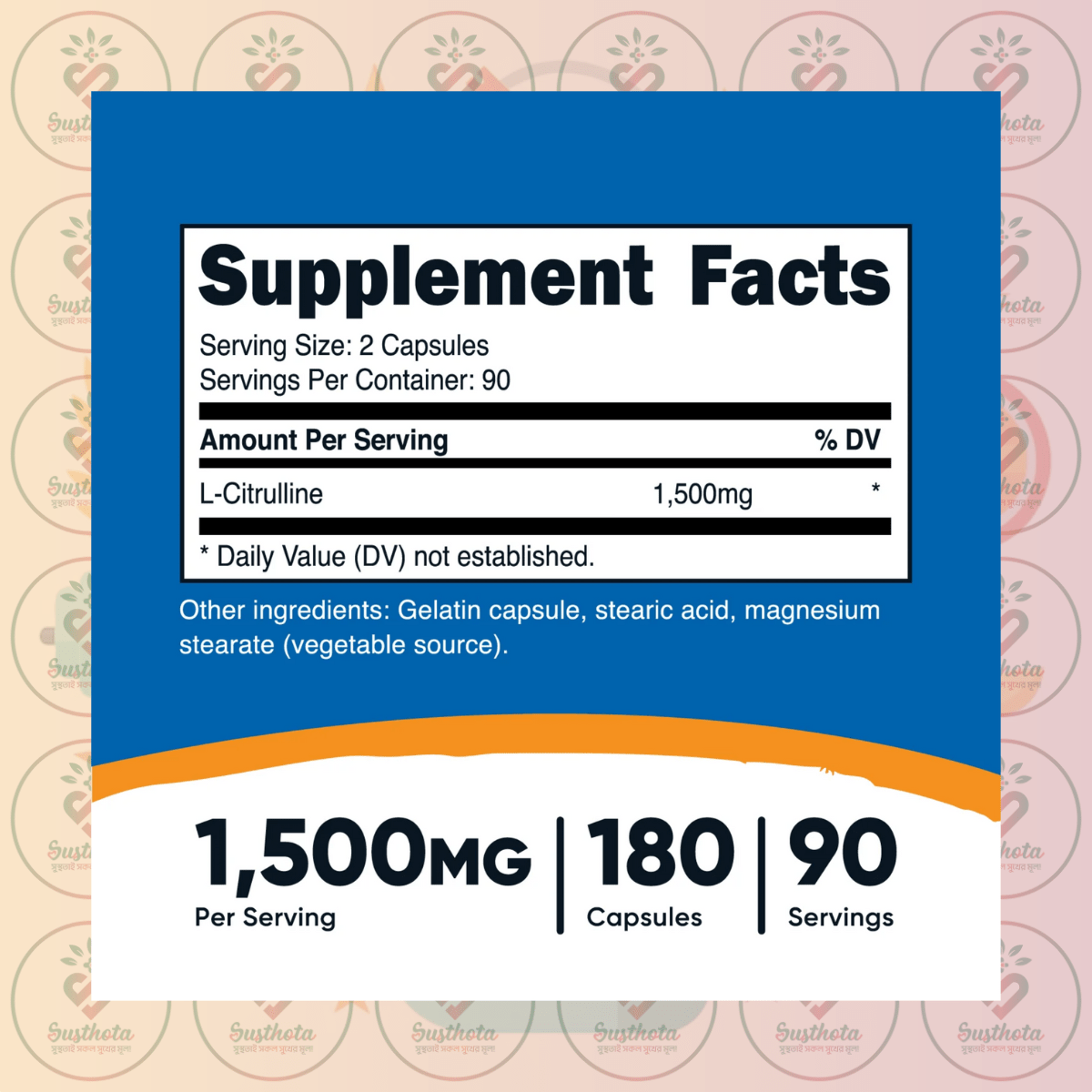 Nutricost L-Citrulline - 1500Mg - 180 Capsules In Bangladesh Supplement Facts Nutricost L-Citrulline - 1500Mg - 180 Capsules In Bangladesh Supplement Facts