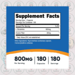 Nutricost L-Glutamine - 800mg - 180 Capsules in Bangladesh Supplement Facts