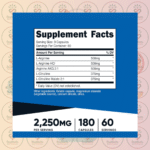 Nutricost Performance Nitric Oxide Booster - 2,250mg - 180 Capsules in Bangladesh Supplement Facts