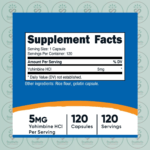 Nutricost Yohimbine HCl - 5mg - 120 Capsules in Bangladesh Supplement Facts