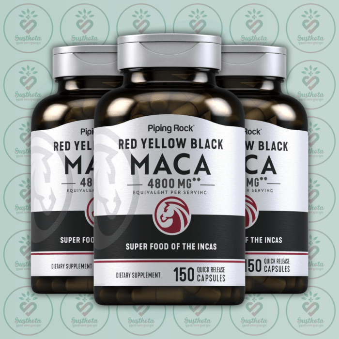 Piping Rock Red Yellow Black Maca - 4800Mg - 150 Quick Release Capsules In Bangladesh Image 02