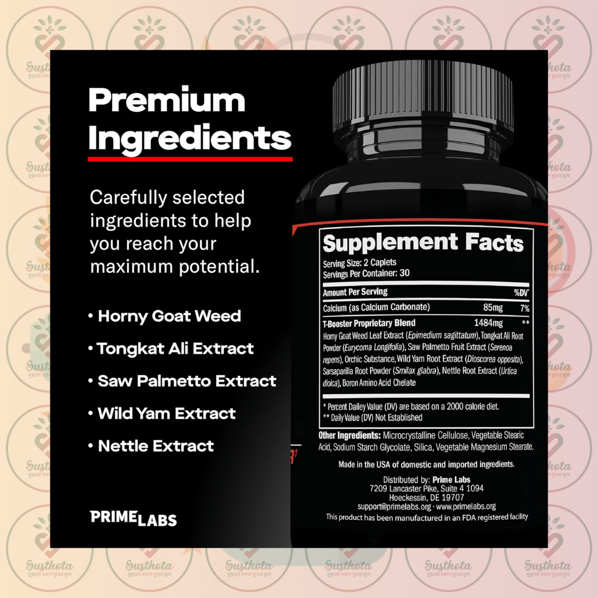 Prime Labs Prime Test Testosterone Booster - 60 Caplets In Bangladesh Supplement Facts Prime Labs Prime Test Testosterone Booster - 60 Caplets In Bangladesh Supplement Facts