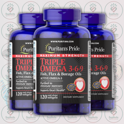 Puritan's Pride Maximum Strength Triple Omega 3-6-9 Fish, Flax & Borage Oils - 120 Rapid Release Softgels in Bangladesh Image 02