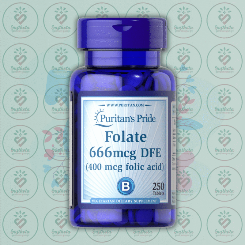 Puritan'S Pride Folate - 666Mcg Dfe (Folic Acid 400Mcg) - 250 Tablets In Bangladesh Image 01