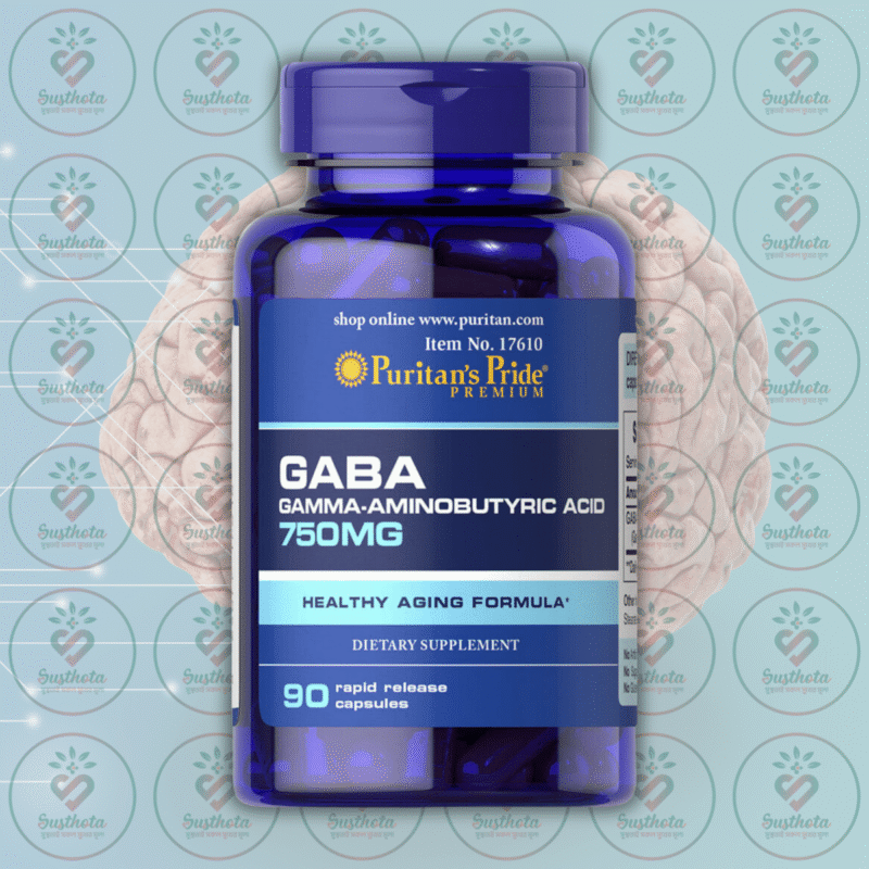 Puritan'S Pride Gaba (Gamma Aminobutyric Acid) - 750Mg - 90 Rapid Release Capsules In Bangladesh Image 01