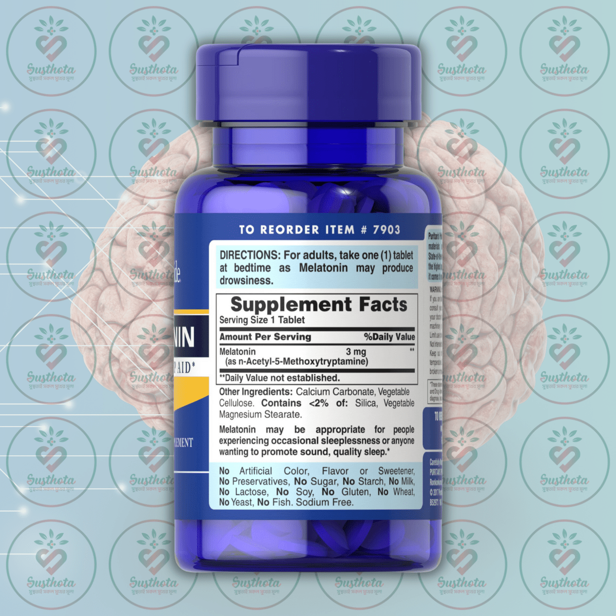 Puritan's Pride Melatonin - 3Mg - 120 Tablets In Bangladesh Supplement Facts Puritan's Pride Melatonin - 3Mg - 120 Tablets In Bangladesh Supplement Facts