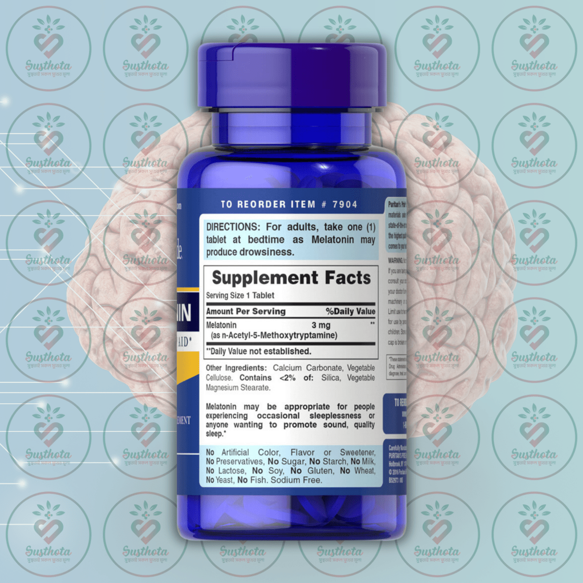 Puritan's Pride Melatonin - 3Mg - 240 Tablets In Bangladesh Supplement Facts Puritan's Pride Melatonin - 3Mg - 240 Tablets In Bangladesh Supplement Facts