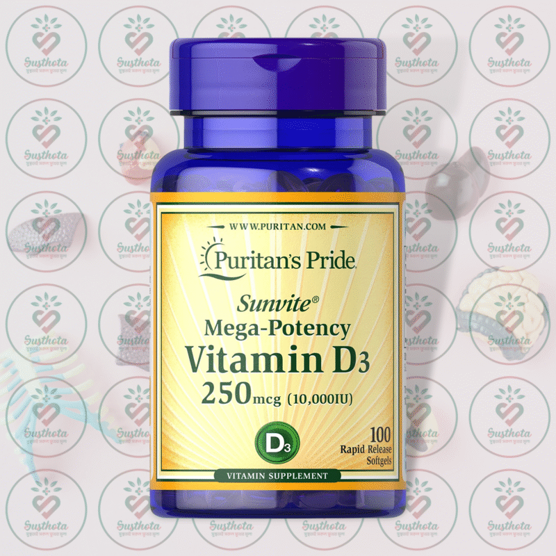 Puritan'S Pride Sunvite Mega-Potency Vitamin D3 250 Mcg (10,000 Iu) - 100 Rapid Release Softgels In Bangladesh Image 01