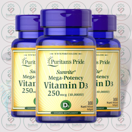 Puritan's Pride Sunvite Mega-Potency Vitamin D3 250 mcg (10,000 IU) - 100 Rapid Release Softgels in Bangladesh Image 02