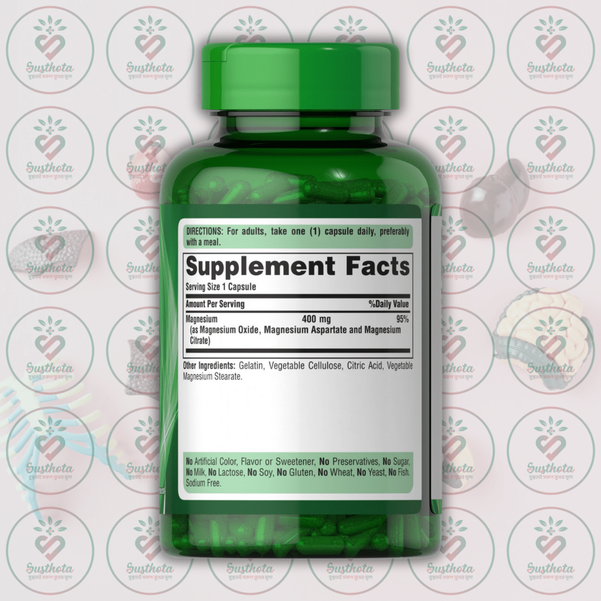 Puritan's Pride Triple Magnesium Complex - 400Mg - 120 Rapid Release Capsules In Bangladesh Supplement Facts Puritan's Pride Triple Magnesium Complex - 400Mg - 120 Rapid Release Capsules In Bangladesh Supplement Facts