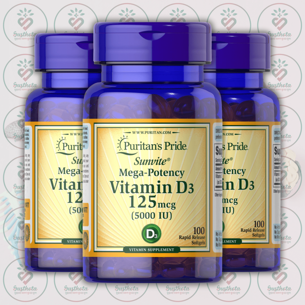 Puritan's Pride Vitamin D3 - 125Mcg (5000 Iu) - 100 Rapid Release Softgels In Bangladesh Image 02 Puritan's Pride Vitamin D3 - 125Mcg (5000 Iu) - 100 Rapid Release Softgels In Bangladesh Image 02