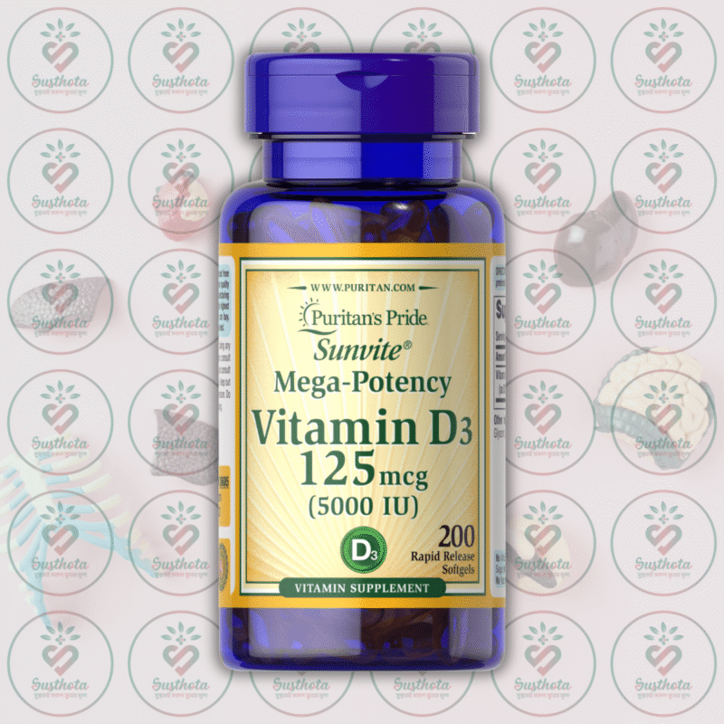 Puritan'S Pride Vitamin D3 - 125Mcg (5000 Iu) - 200 Rapid Release Softgels In Bangladesh Image 01