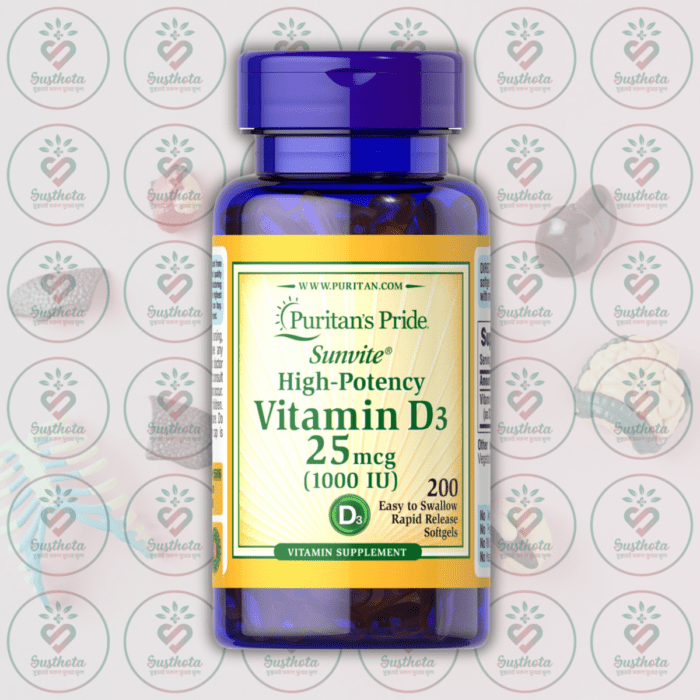 Puritan'S Pride Vitamin D3 - 25Mcg (1000 Iu) - 200 Rapid Release Softgels In Bangladesh Image 01