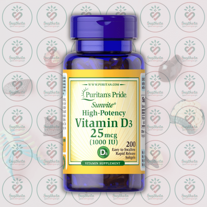 Puritan'S Pride Vitamin D3 - 25Mcg (1000 Iu) - 200 Rapid Release Softgels In Bangladesh Image 01