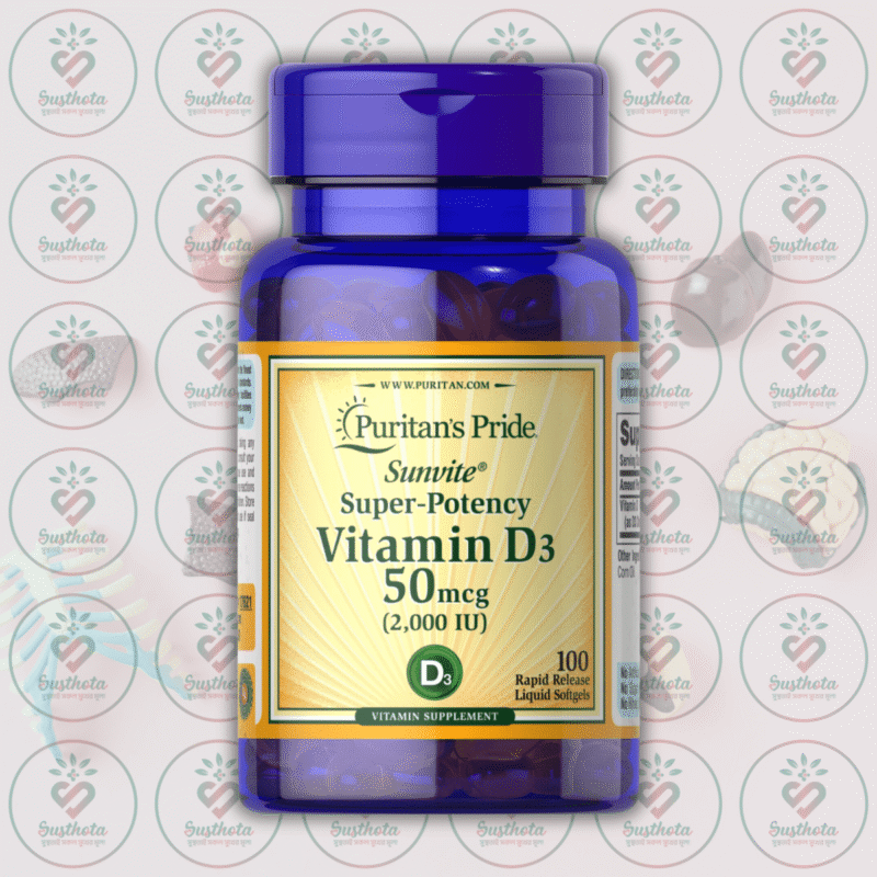 Puritan'S Pride Vitamin D3 - 50Mcg (2000 Iu) - 100 Rapid Release Softgels In Bangladesh Image 01