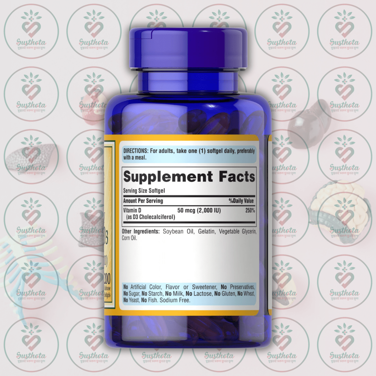 Puritan's Pride Vitamin D3 - 50Mcg (2000 Iu) - 200 Rapid Release Softgels In Bangladesh Supplement Facts Puritan's Pride Vitamin D3 - 50Mcg (2000 Iu) - 200 Rapid Release Softgels In Bangladesh Supplement Facts