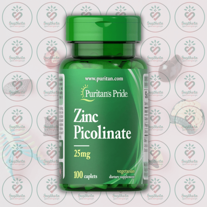 Puritan'S Pride Zinc Picolinate - 25Mg - 100 Caplets In Bangladesh Image 01