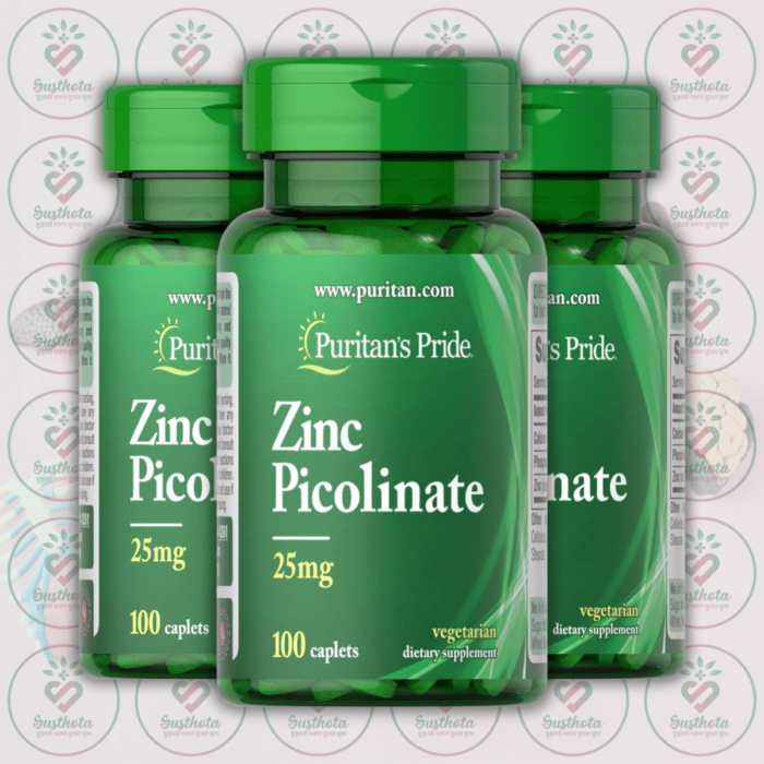Puritan'S Pride Zinc Picolinate - 25Mg - 100 Caplets In Bangladesh Image 02