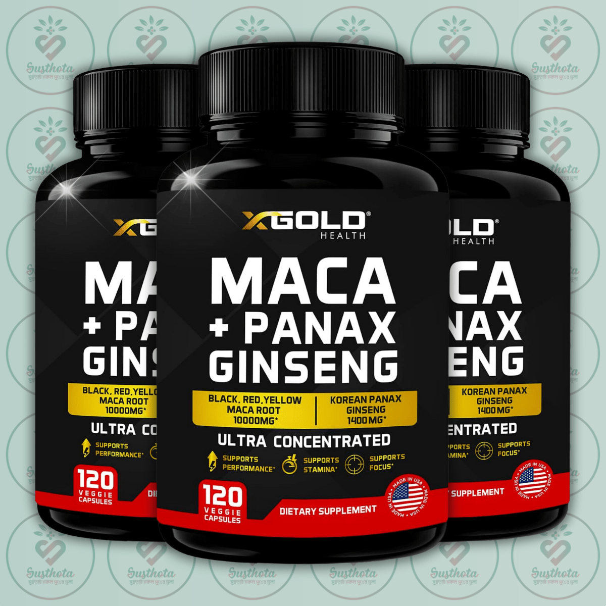 X Gold Health Maca Root + Korean Panax Ginseng - 120 Veggie Capsules In Bangladesh Image 02 X Gold Health Maca Root + Korean Panax Ginseng - 120 Veggie Capsules In Bangladesh Image 02
