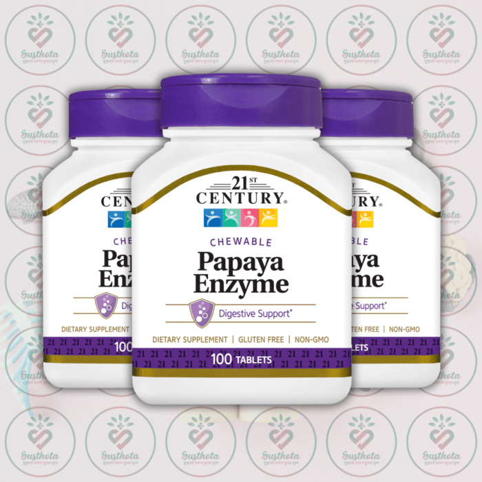 21St Century Papaya Enzyme - 100 Chewable Tablets In Bangladesh Image 02