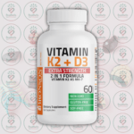 Bronson Vitamin K2 + D3 Extra Strength - 10,000 IU D3 & 120 mcg K2 - 60 Capsules in Bangladesh Image 01