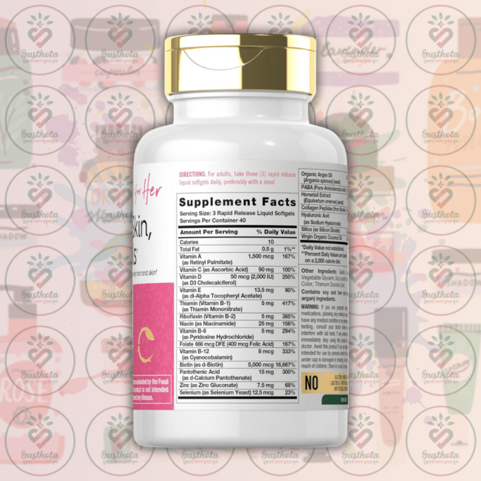 Carlyle Hair, Skin, And Nails - 120 Softgels In Bangladesh Supplement Facts