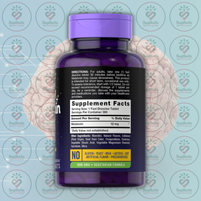 Carlyle Melatonin - 12 Mg - 300 Fast Dissolve Tablets In Bangladesh Supplement Facts
