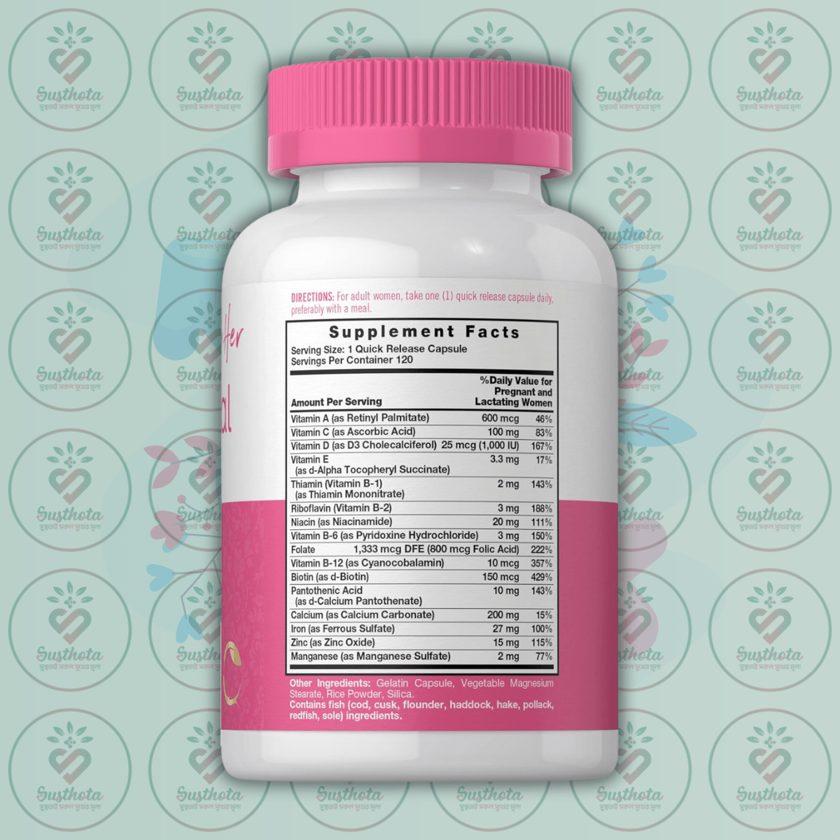 Carlyle Prenatal Multi-Vitamin &Amp; Mineral Formula - 120 Capsules In Bangladesh Supplement Facts Carlyle Prenatal Multi-Vitamin &Amp; Mineral Formula - 120 Capsules In Bangladesh Supplement Facts