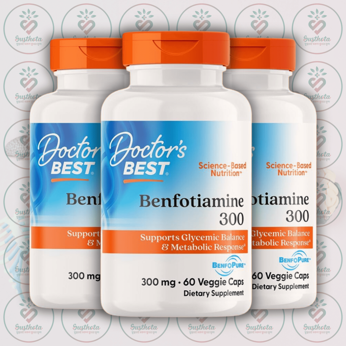 Doctor's Best Benfotiamine 300 with BenfoPure - 300 mg - 60 Veggie Caps in Bangladesh Image 02