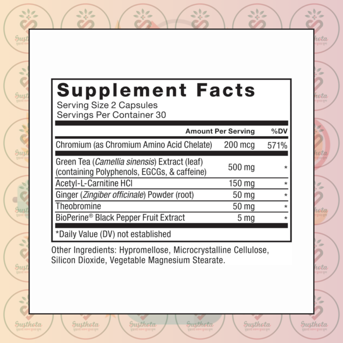 Force Factor Women'S Fat Burner - 60 Vegetable Capsules In Bangladesh Supplement Facts