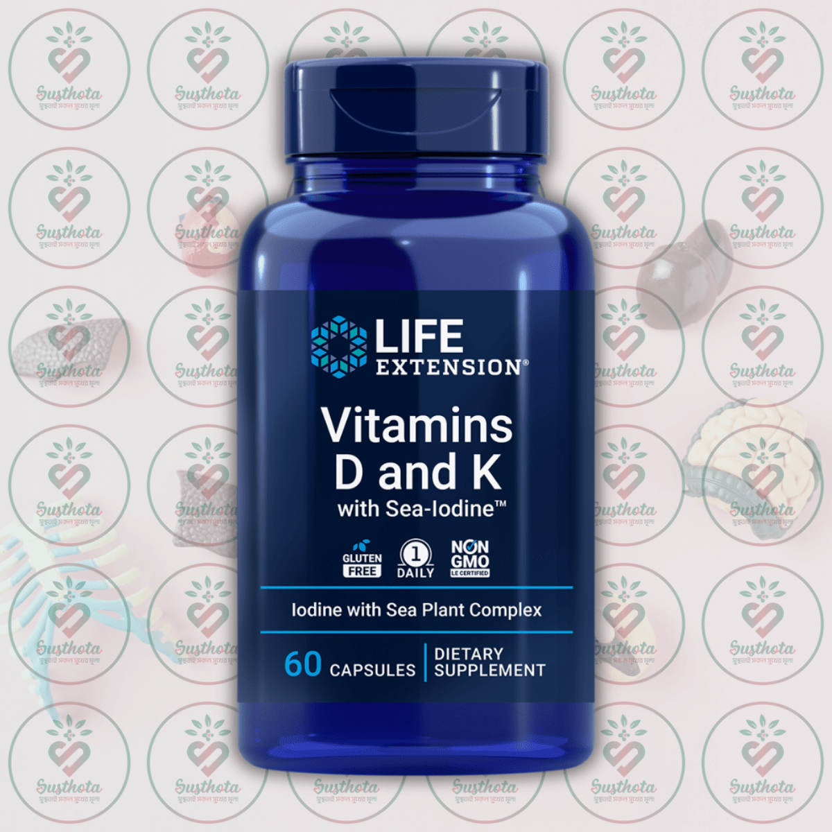 Life Extension Vitamins D And K With Sea-Iodine - 125 Mcg - 60 Capsules In Bangladesh Image 01 Life Extension Vitamins D And K With Sea-Iodine - 125 Mcg - 60 Capsules In Bangladesh Image 01