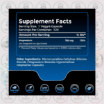 Wellness LabsRX Magnesium Glycinate - 750mg - 120 Veggie Capsules in Bangladesh Supplement Facts