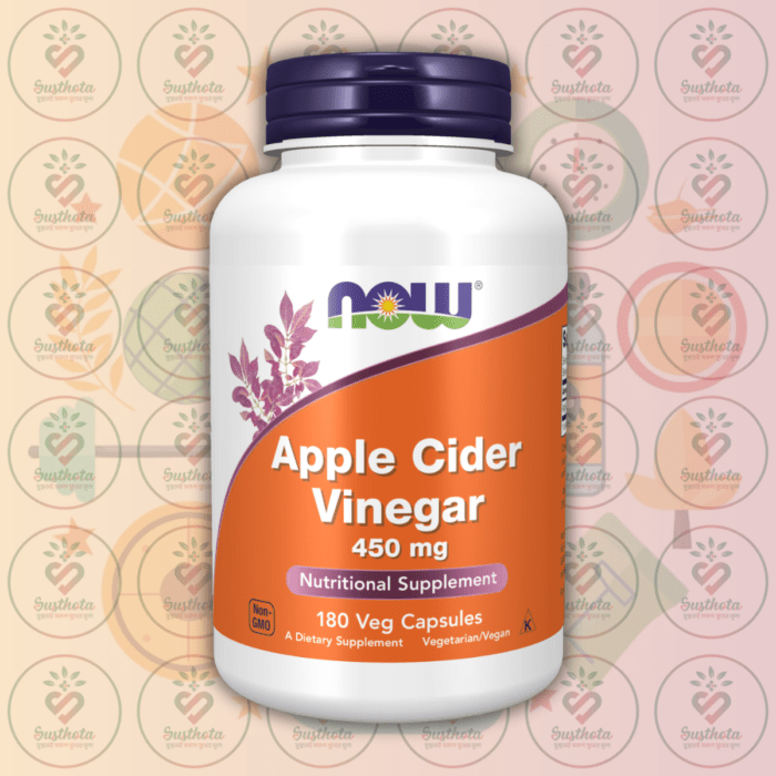 Now Apple Cider Vinegar - 450 Mg - 180 Veg Capsules In Bangladesh Image 01