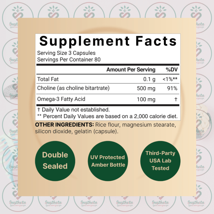 Naturebell Choline - 500 Mg - 240 Capsules In Bangladesh Supplement Facts