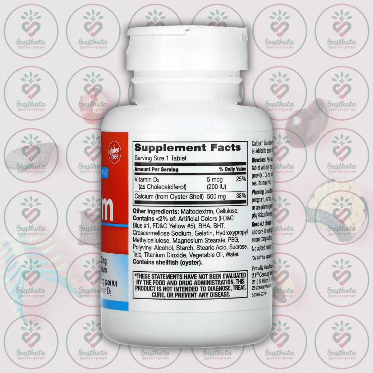 21St Century Calcium 500 + D3 - 500 Mg_200 Iu - 90 Tablets In Bangladesh Supplement Facts 21St Century Calcium 500 + D3 - 500 Mg_200 Iu - 90 Tablets In Bangladesh Supplement Facts